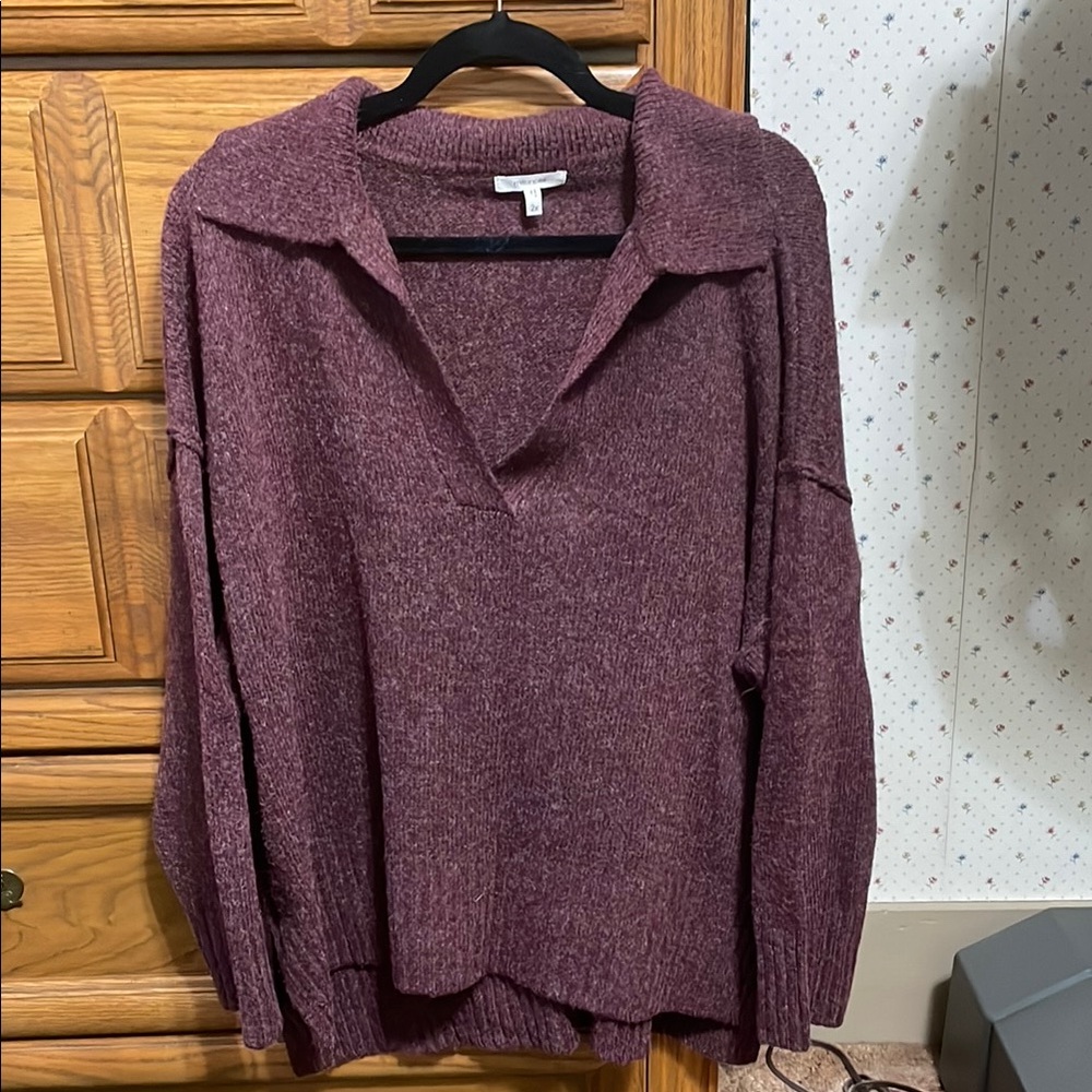 Maurices Purple V-Neck Sweater Relaxed Fit